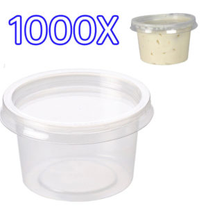 1oz 2oz 4oz Clear Plastic Containers Tubs with Attached Lids Food Safe Takeaway