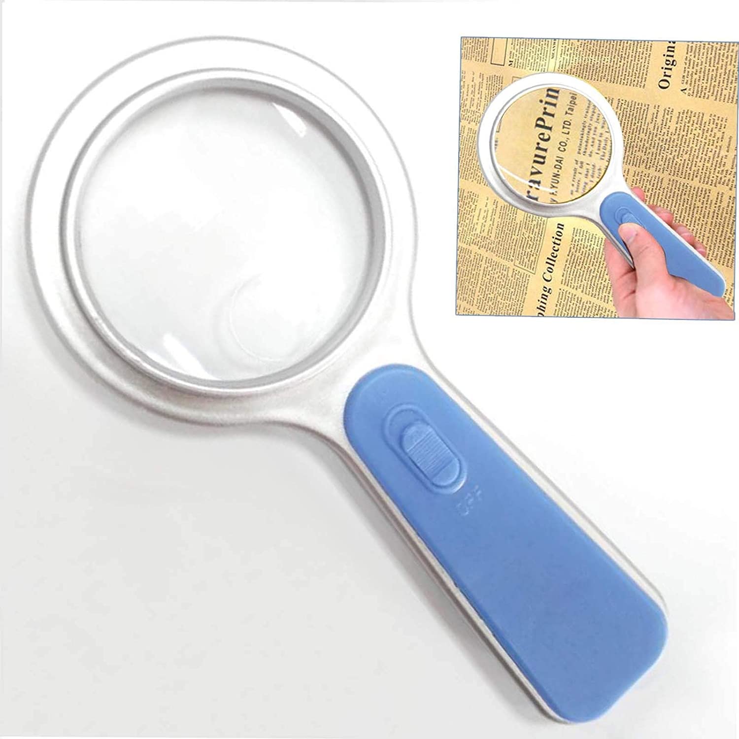 5x Handheld Magnifier Reading Magnifying Glass Jewelry Loupe With LED Light UKED