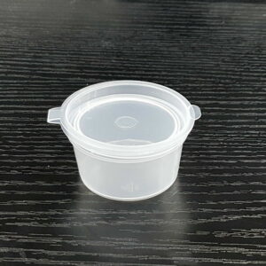 1oz 2oz 4oz Clear Plastic Containers Tubs with Attached Lids Food Safe Takeaway