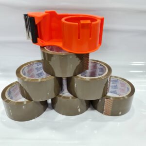 6x Brown packaging Sealing Tape 48mm x 66 + dispenser