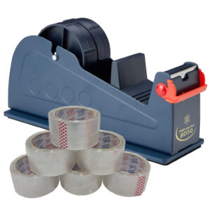 6X CLEAR TAPE ROLLS 48mm X 66m + 1 X 50mm Multi-roll Bench Tape Dispenser NEW